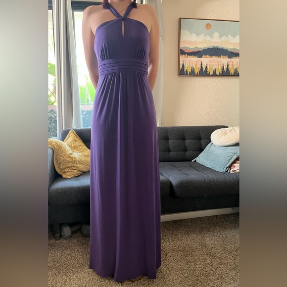 Amsale Jersey Halter A line Floor length Dress Gown Sz 6 & 8 - Picture 2 of 5